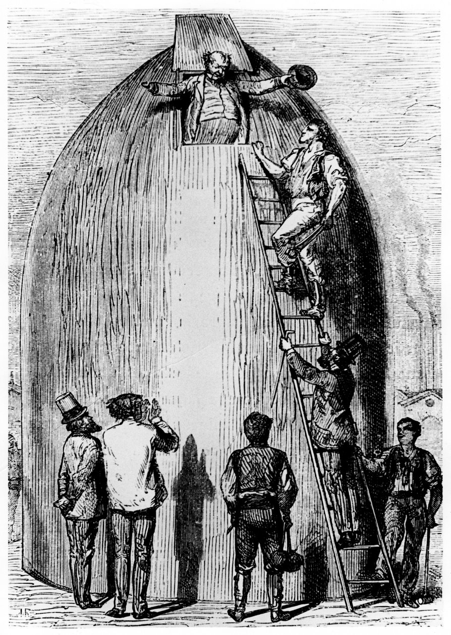 Illustrasjon fra Fra jorden til månen av Jules Verne, 1865 av Unbekannt