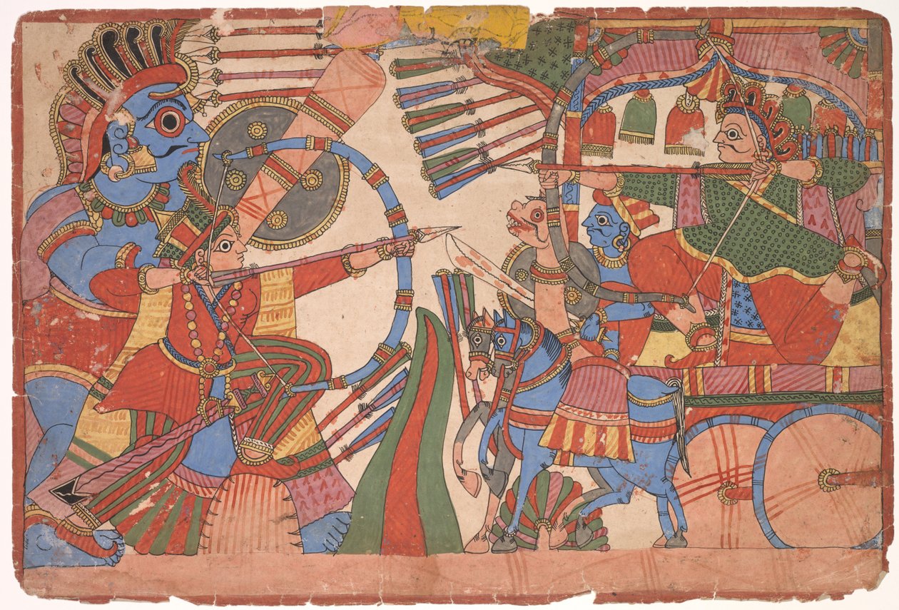 Illustrasjon til Mahabharata, ca. 1800. av Unbekannt