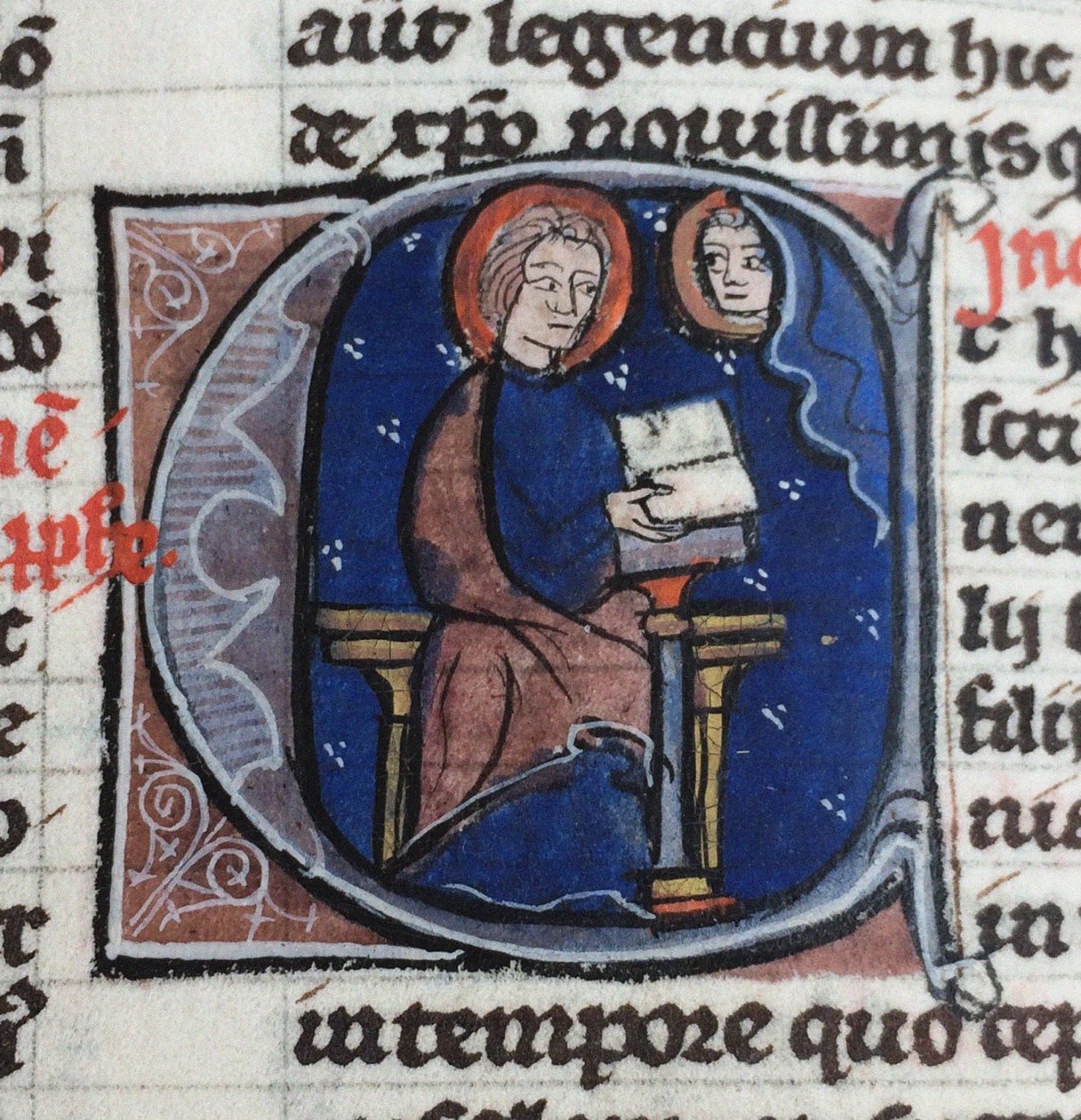Jeg leser brevene til Abelard og Heloise. Fra Bibelen moralisée, 1200-tallet av Unbekannt