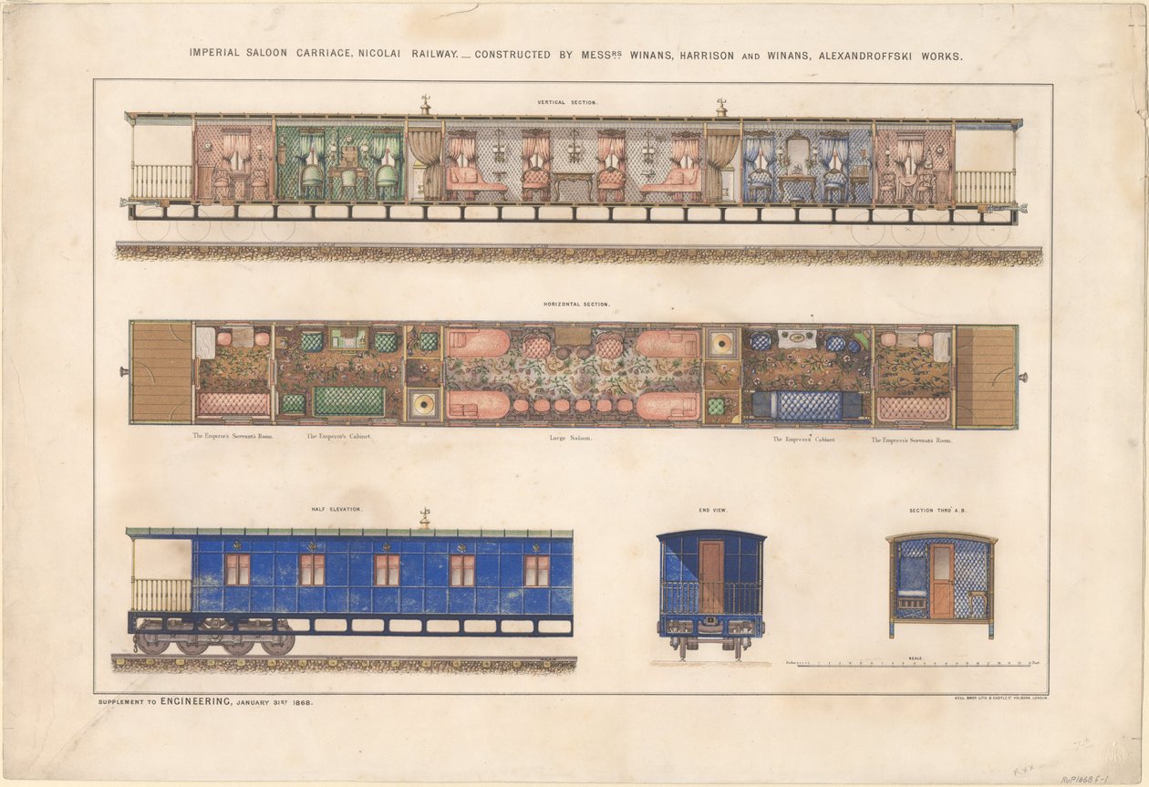 Imperial salongvogn, Nikolayevsky-jernbanen, 1868 av Unbekannt