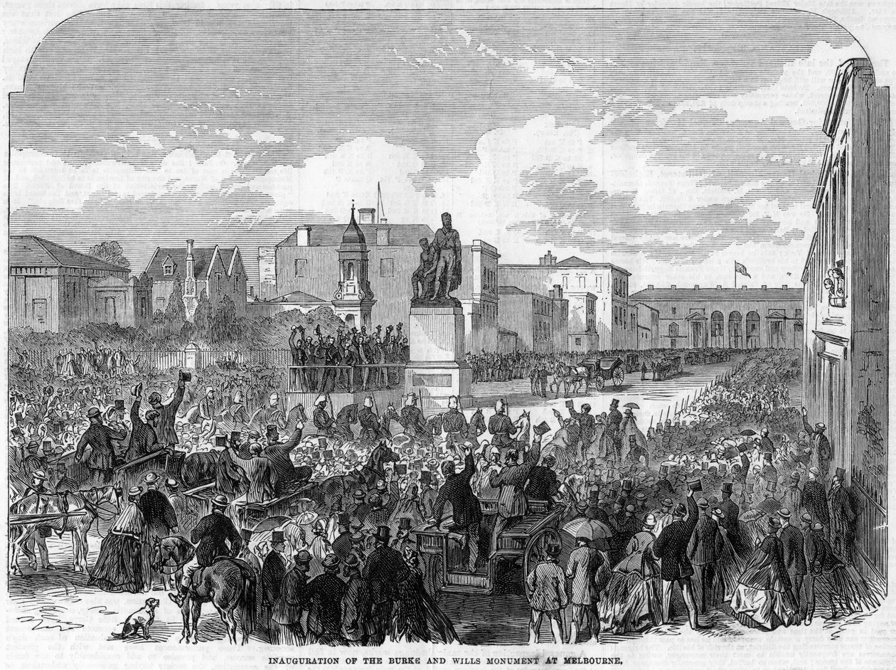 Innvielse av Burke and Wills-monumentet i Melbourne, Australia, 1865 av Unbekannt