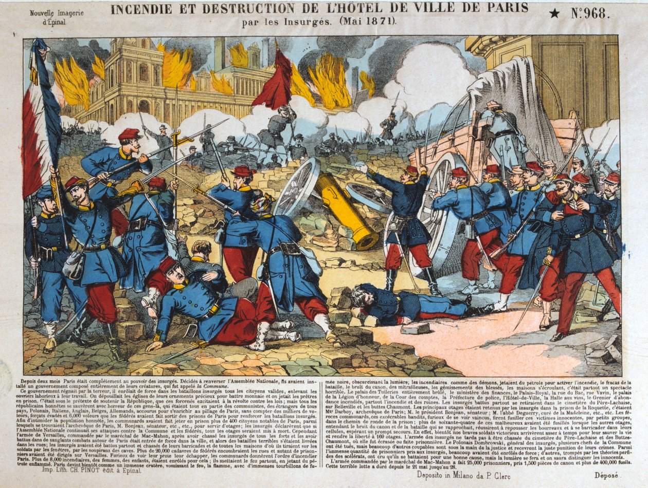 Brann og ødeleggelse av Hotel de Ville, Paris, 24. mai 1871 av Unbekannt