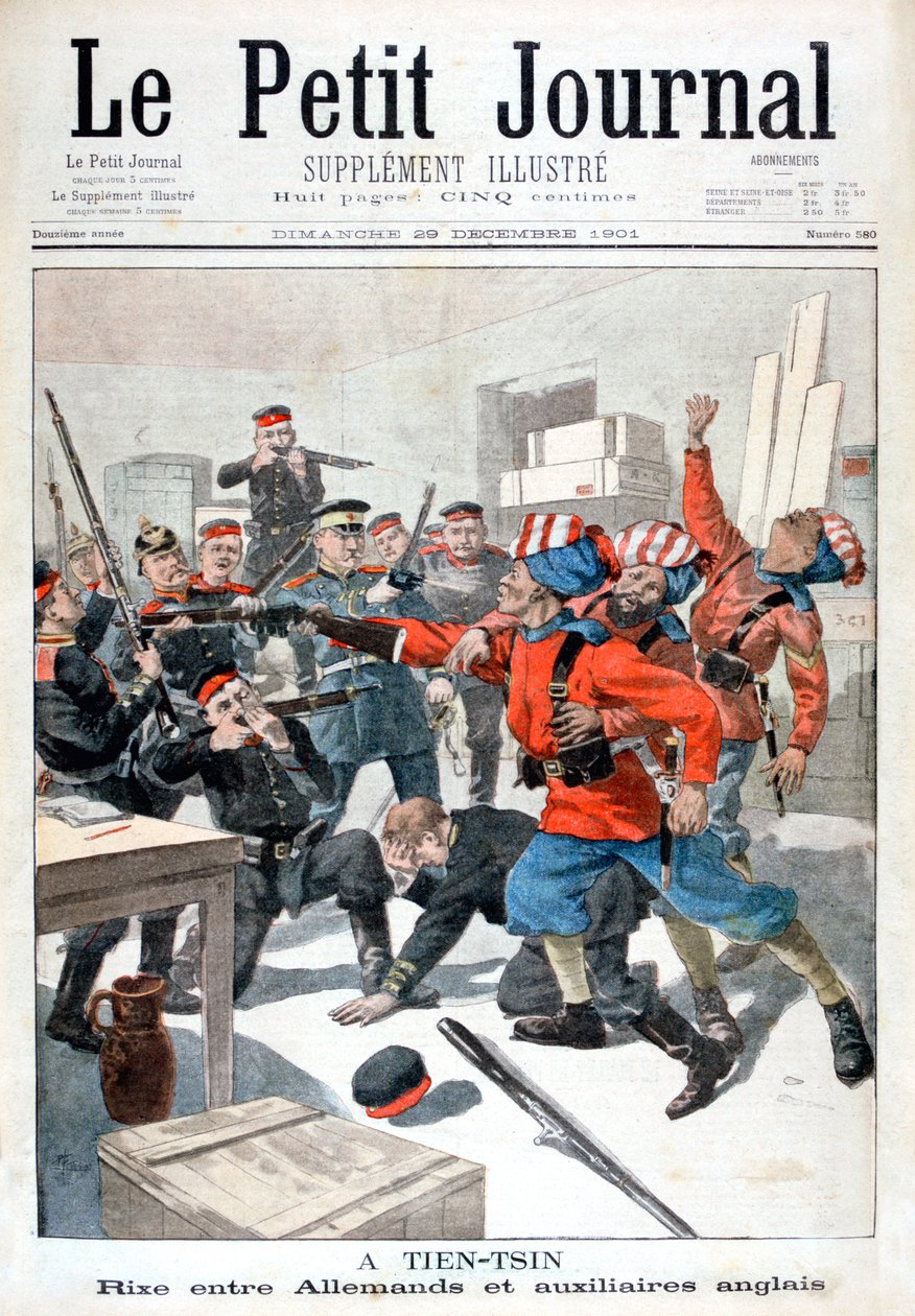 Hendelse mellom tyske tropper og britiske hjelpesoldater, Tientsin, Kina, 1901 av Unbekannt