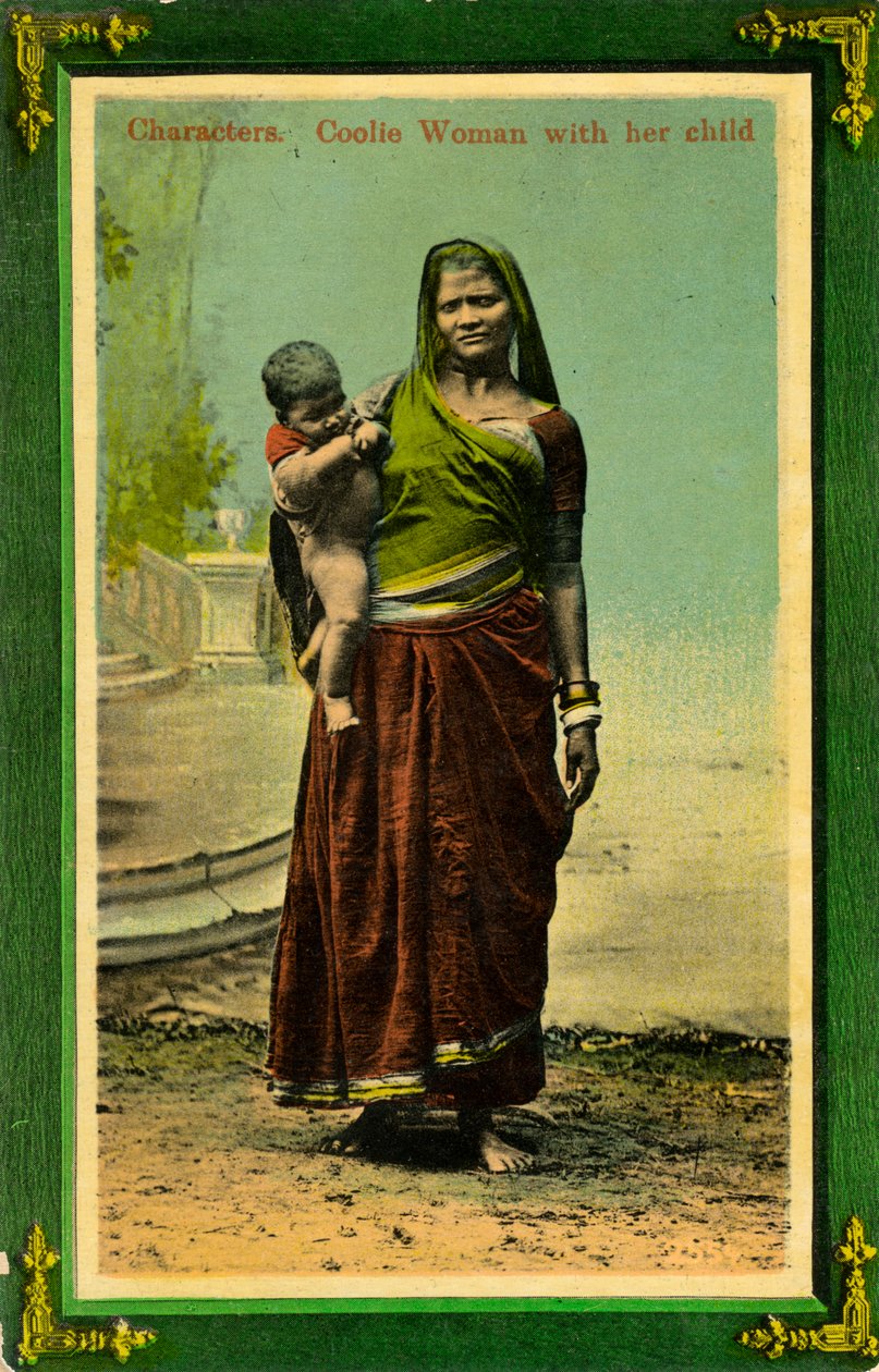 Indisk kvinne med barnet sitt, Calcutta, India, slutten av 1800- eller begynnelsen av 1900-tallet av Unbekannt