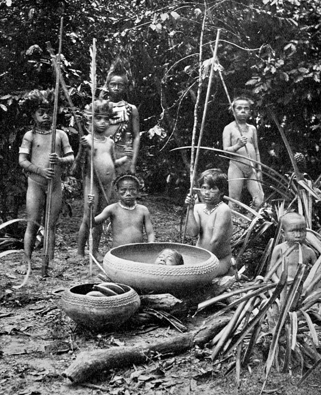 Indianere fra Putumayo-elven med et halshugget hode, Amazonia av Unbekannt