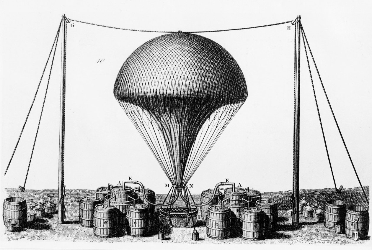 Blåse opp en hydrogenballong, 1845 av Unbekannt