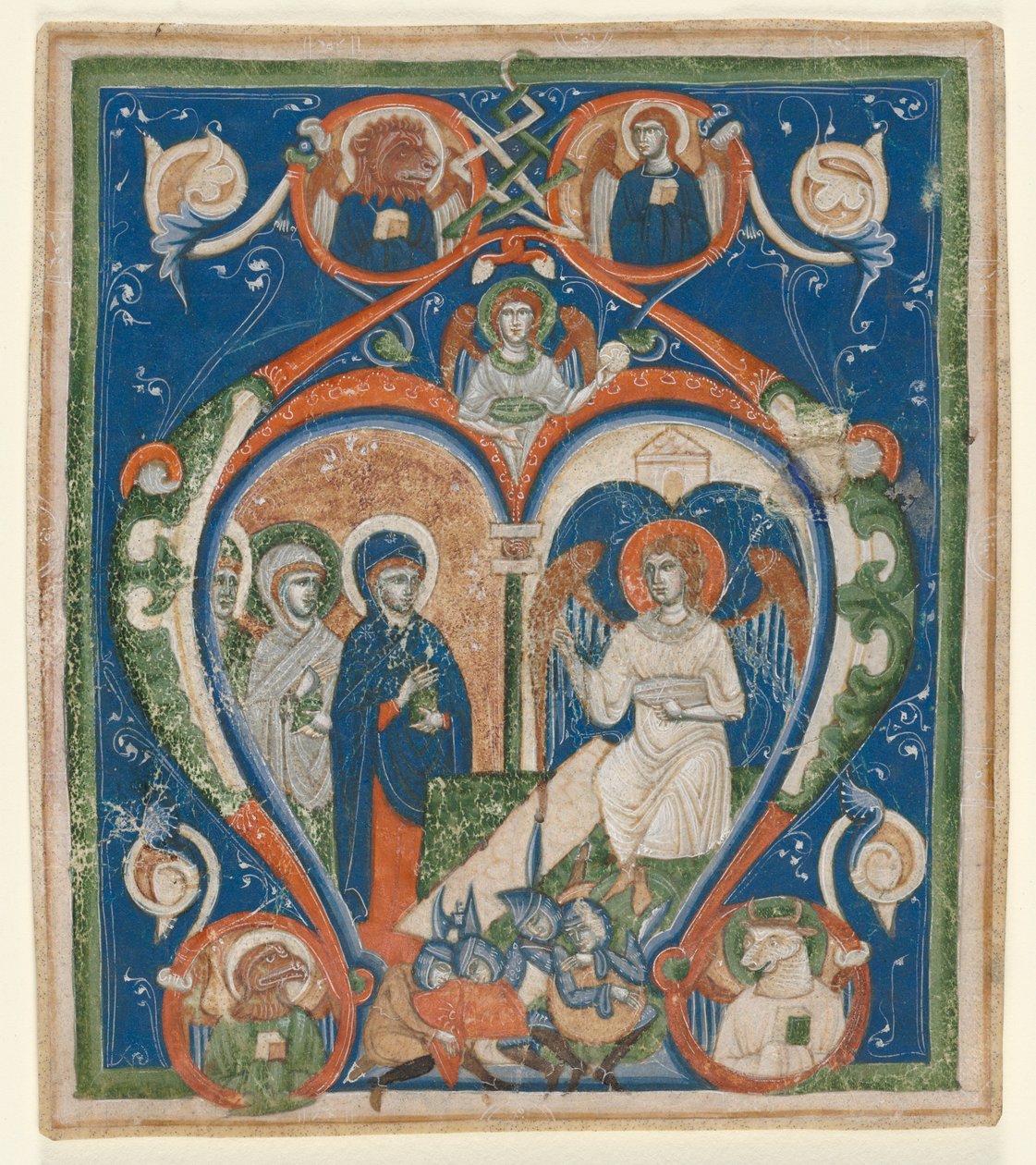 Initial A [ngelus Domini descendit] fra et antifonarium: The Three Marys at the Tomb, c1280-1300. av Unbekannt