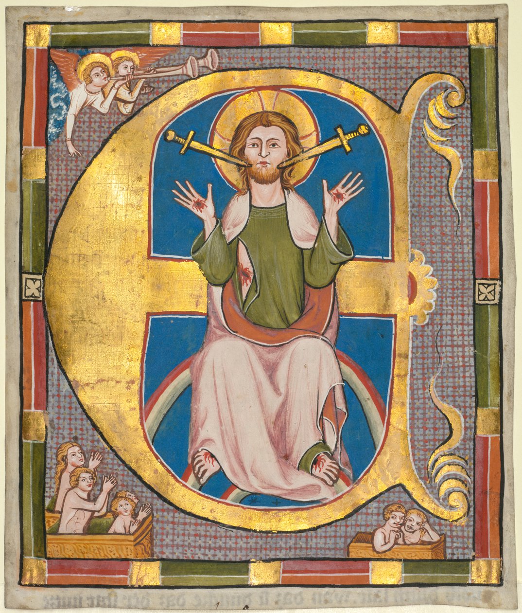 Initial E fra en kommunal lovbok: The Last Judgment, ca. 1330. av Unbekannt