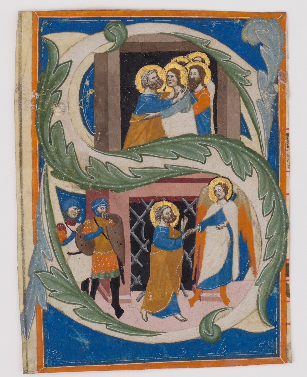 Innledende S med Saint Peter Frigjort fra fengsel, første halvdel av 1300-tallet. av Unbekannt