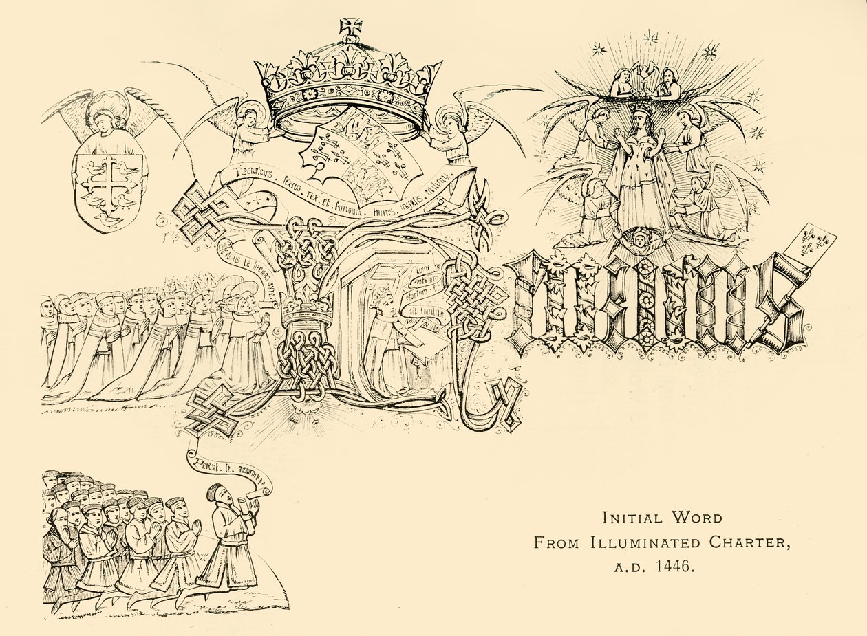 Innledende ord fra Illuminated Charter, 1446 e.Kr., 1911. av Unbekannt