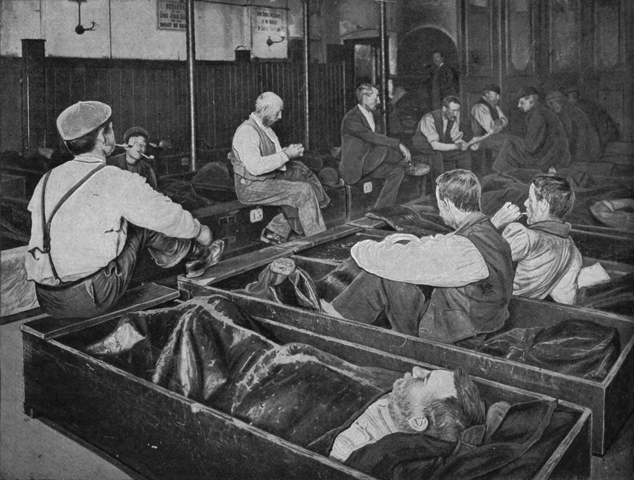 Inne i Medland Hall hjemløse krisesenter, Ratcliff, London, c1900 1901 av Unbekannt