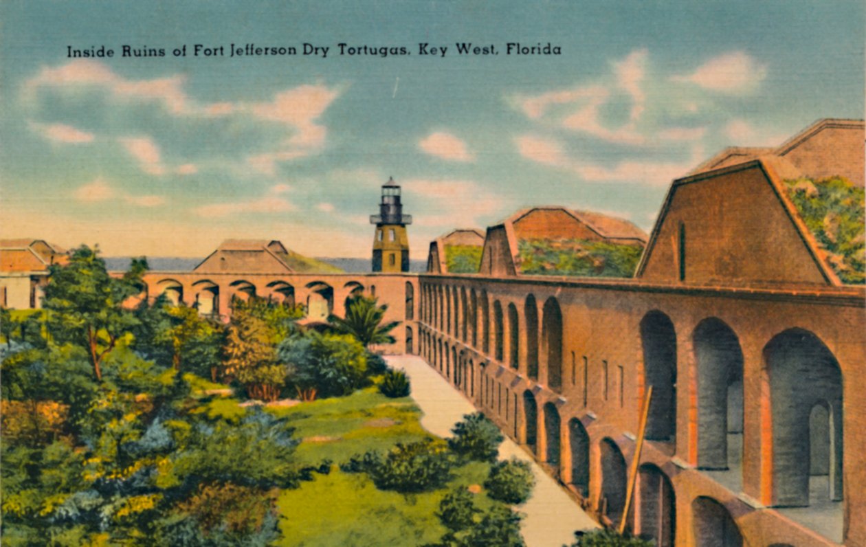 Inne i ruinene av Fort Jefferson Dry Tortugas, Key West, Florida, c1940-tallet av Unbekannt