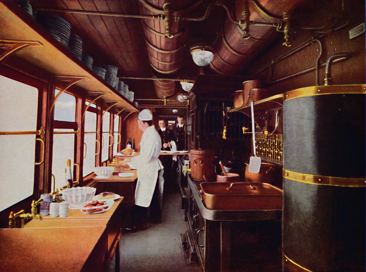 Inne i en Restaurant Car Kitchen på L.M.S. Jernbane, 1926 av Unbekannt