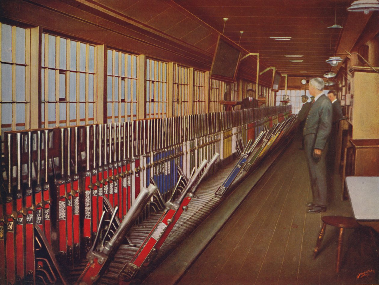 Inne i Locomotive Yard Signal-Box, York, 1926 av Unbekannt