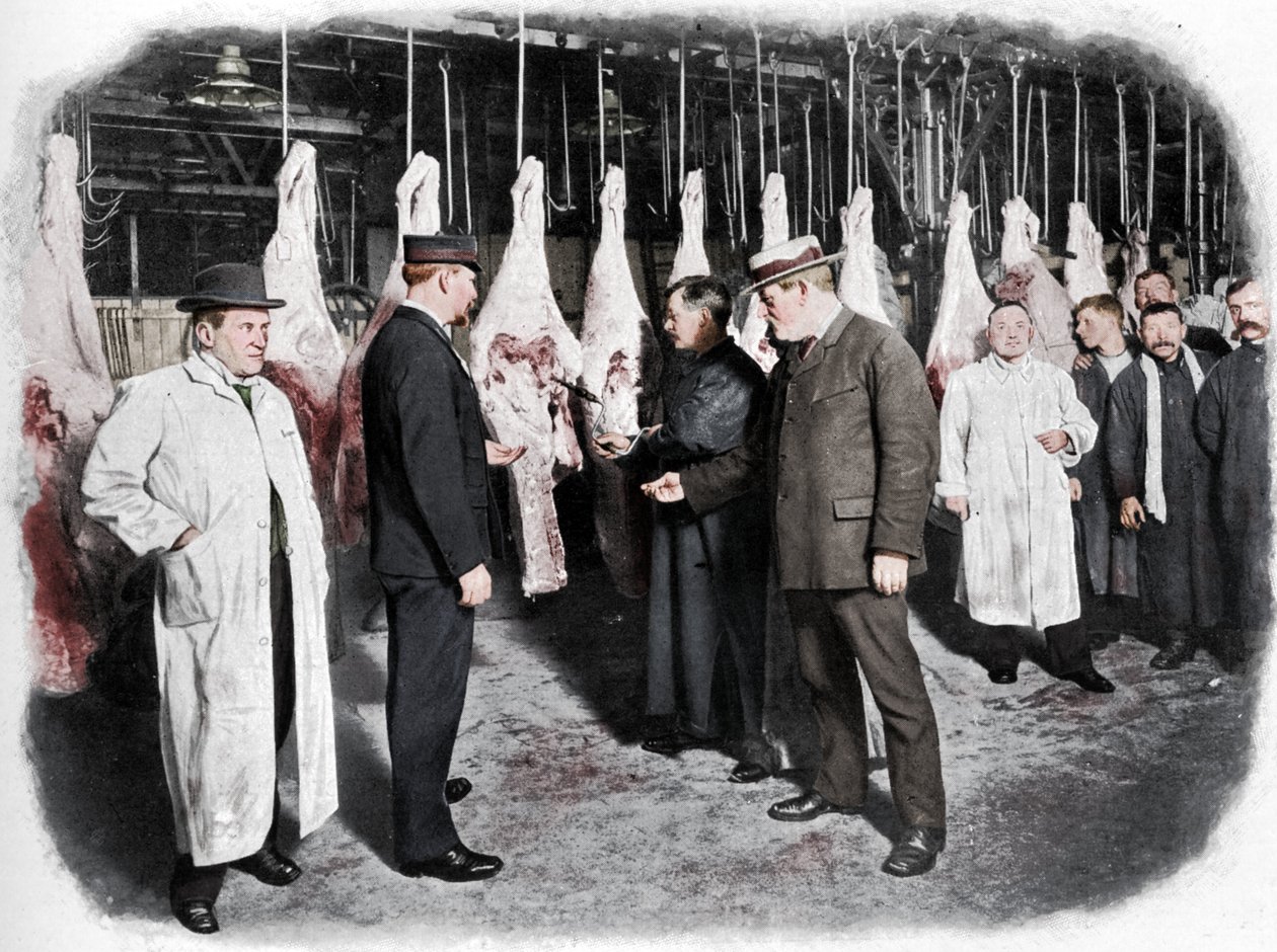 Inspiserer kjøtt på Smithfield Market, City of London, c1903 1903 av Unbekannt