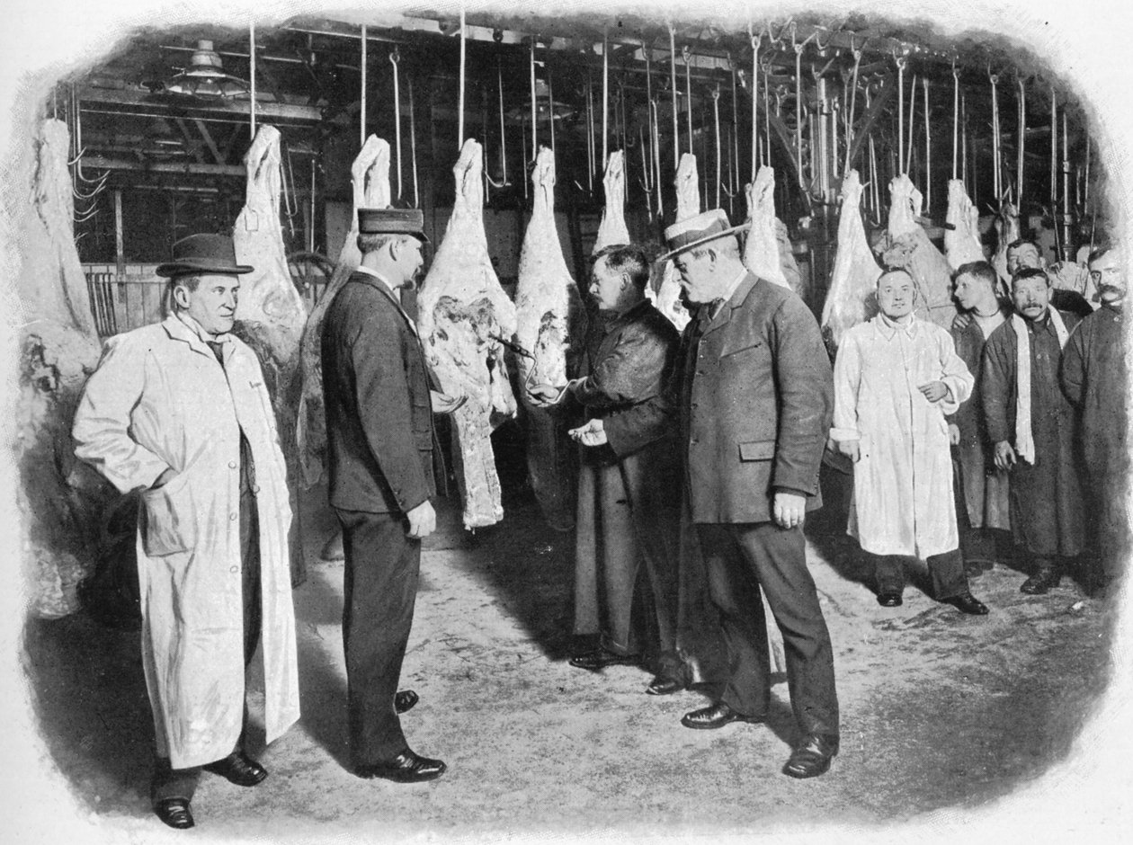 Inspiserer kjøtt på Smithfield Market, City of London, c1903 1903 av Unbekannt