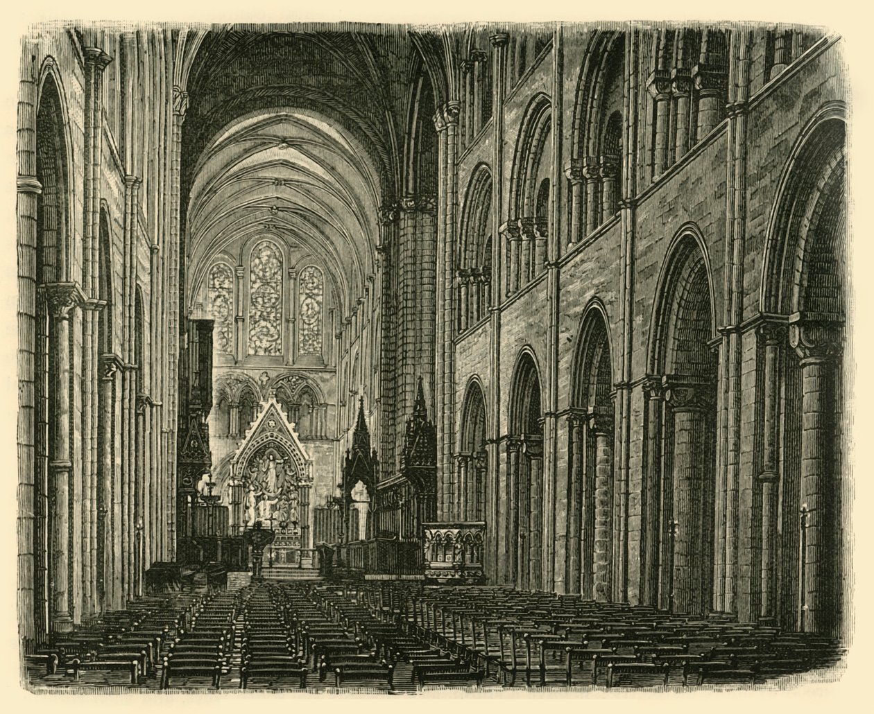 Interiør i Chichester Cathedral, Looking East, 1898. av Unbekannt