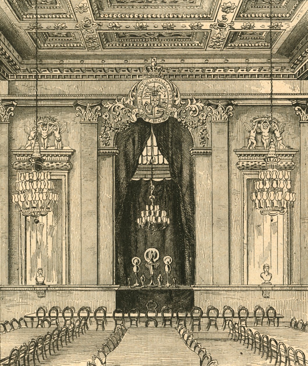 Interiør i Goldsmiths Hall, 1876, 1897. av Unbekannt