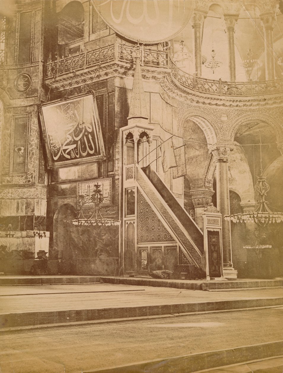 Interiør i Hagia Sophia, Istanbul, Tyrkia, 1800-tallet. av Unbekannt
