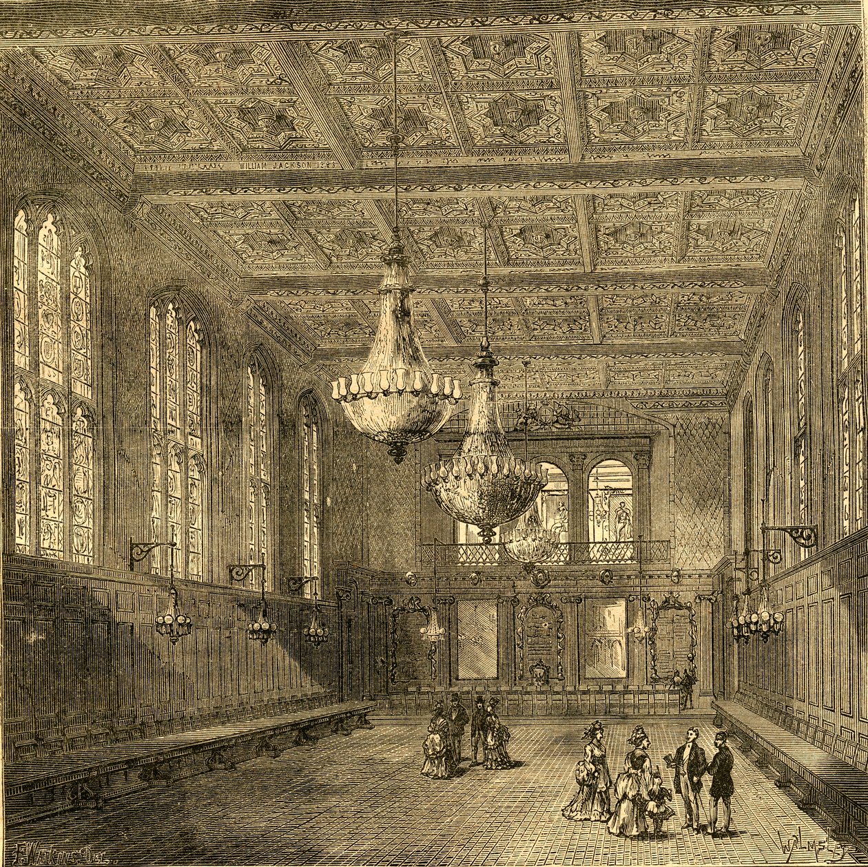 Interiør av Merchant Taylors Hall, 1897. av Unbekannt