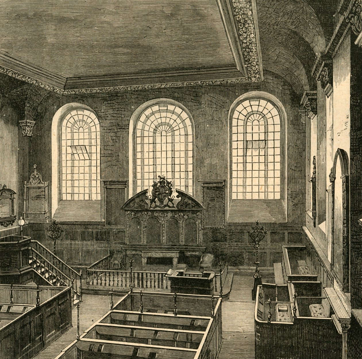 Interiør i St. Michaels, Wood Street, 1876, 1897. av Unbekannt