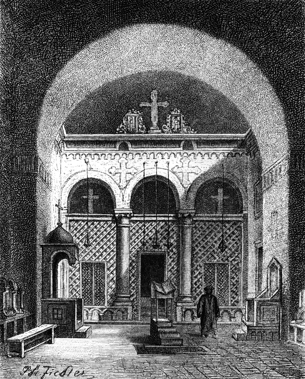 Interiør i en kirke, Egypt, 1881 av Unbekannt