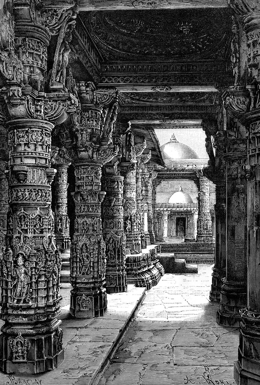 Interiør i et Jaina-tempel, Abu-fjellet, Rajasthan, India, 1895 av Unbekannt