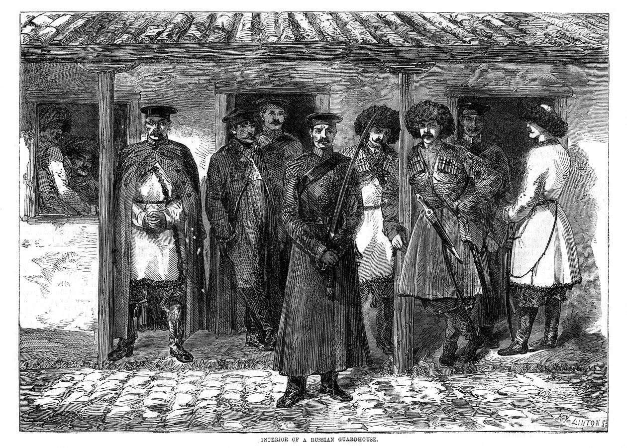 Interiør i et russisk vakthus, Krim-krigen, 1855 av Unbekannt