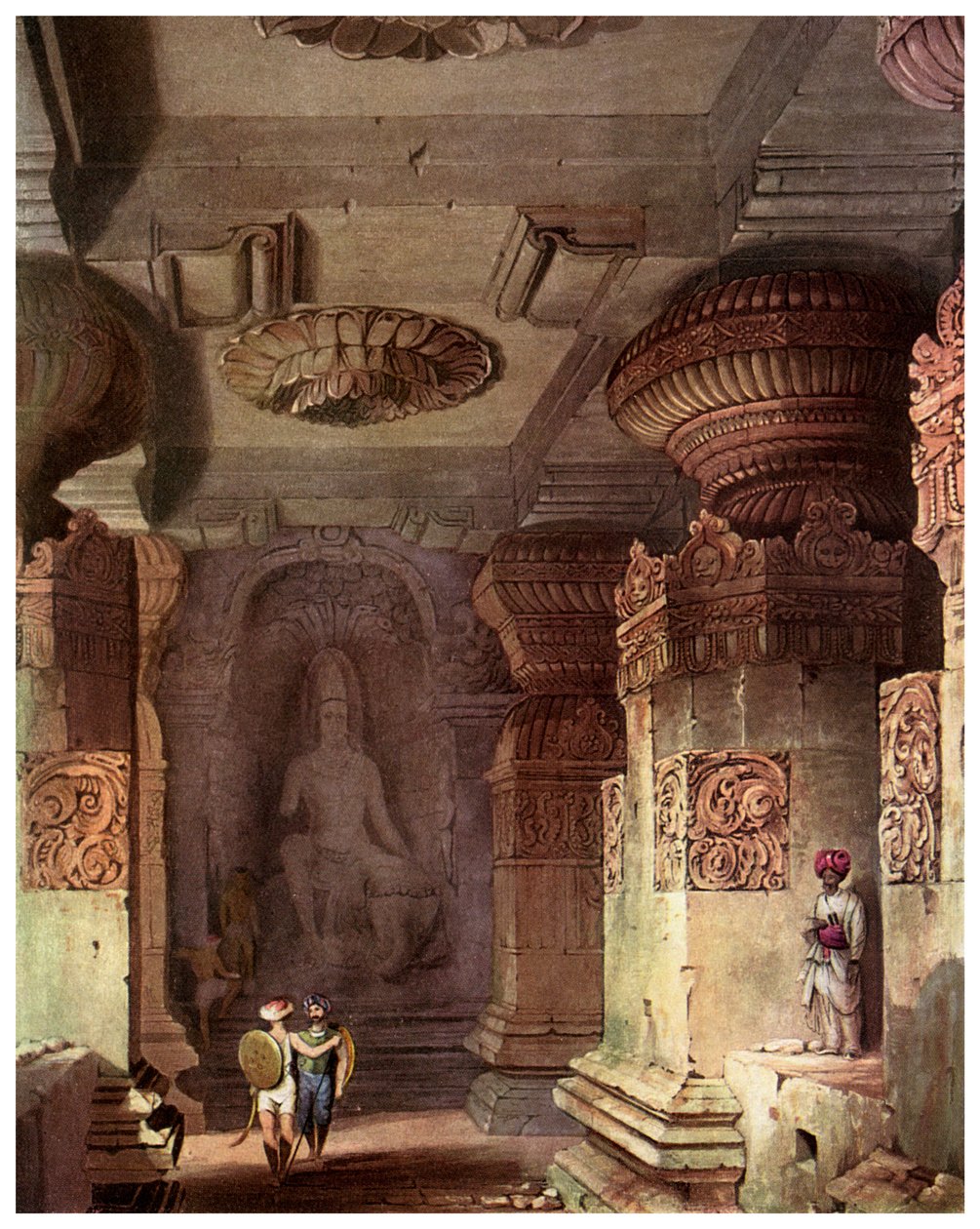 Interiør i et huletempel, Ellora, Maharashtra, India, 1800-tallet 1956 av Unbekannt
