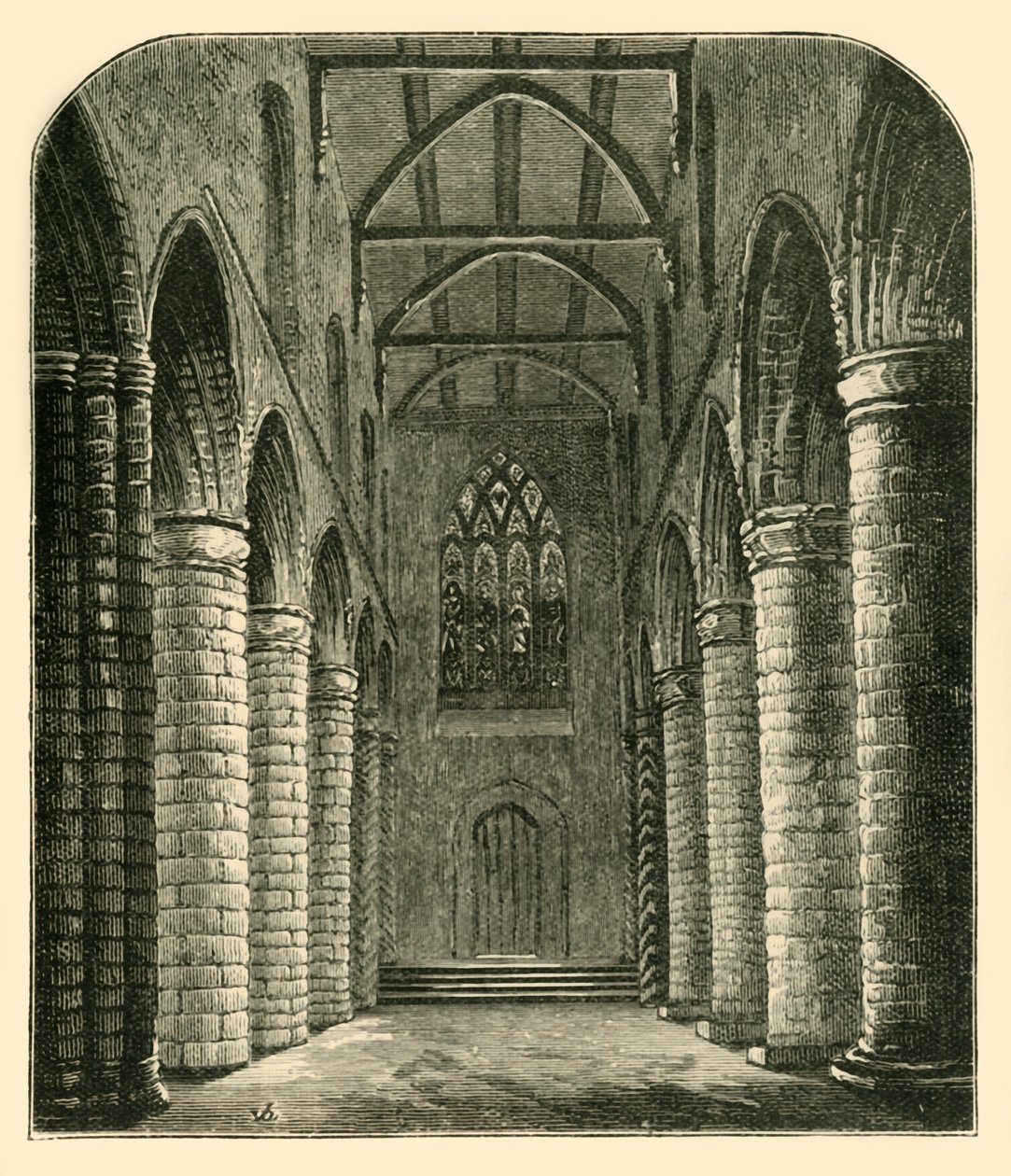 Interiør i Abbey Nave, Looking West, 1898. av Unbekannt
