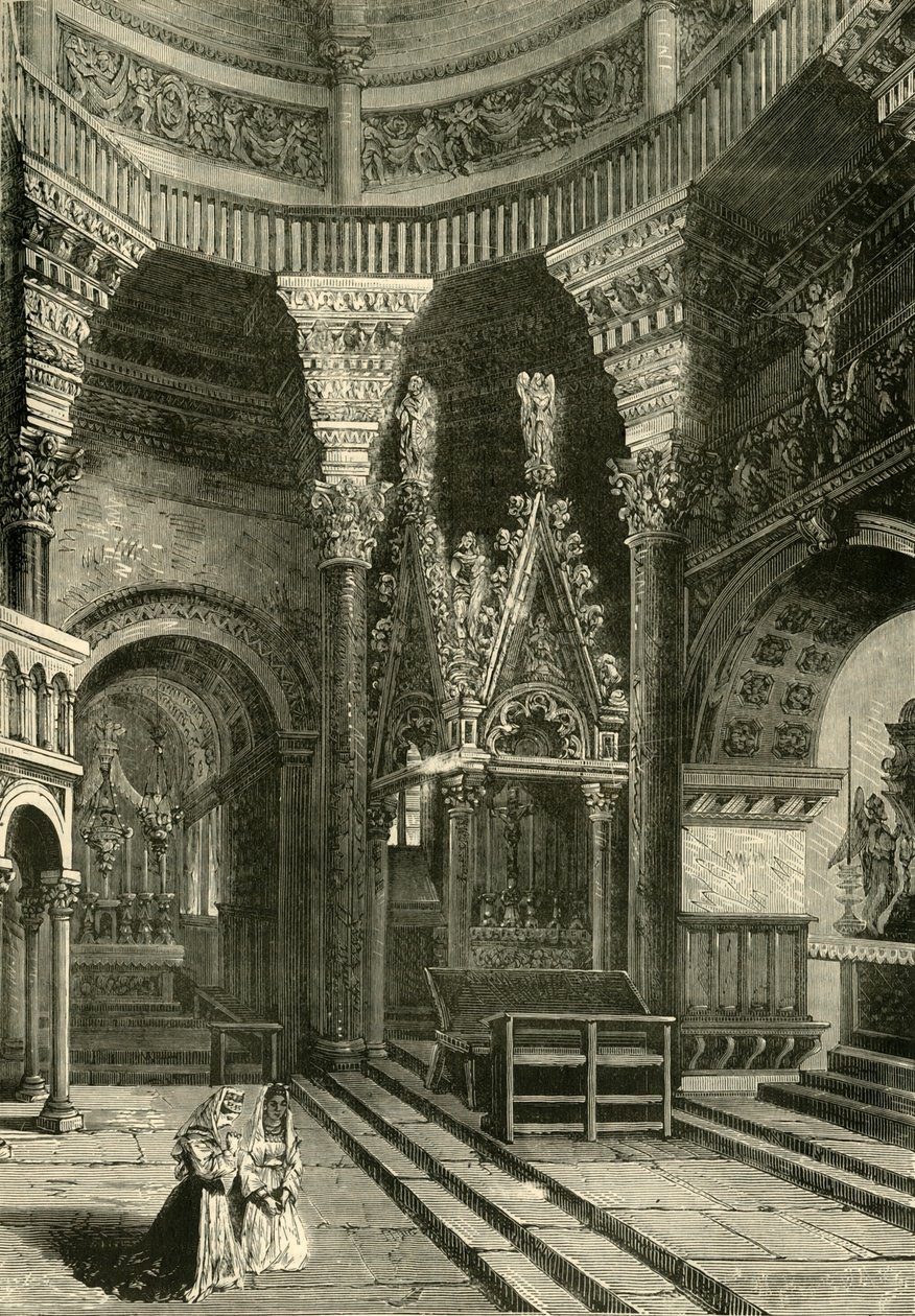 Interiøret i katedralen i Spalatro, tidligere tempelet til Diokletians palass, 1890. av Unbekannt