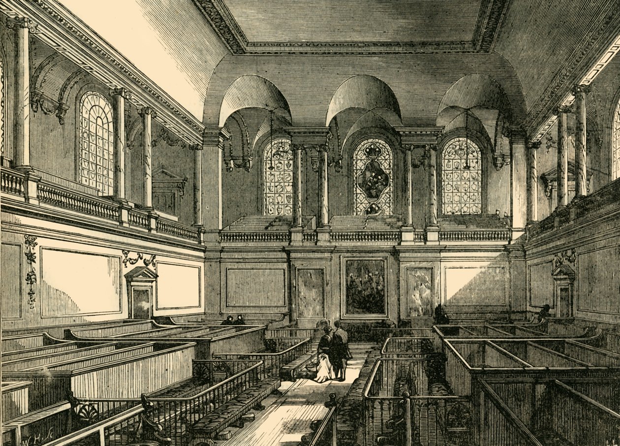Interiør av kapellet til Foundling Hospital, c1876. av Unbekannt