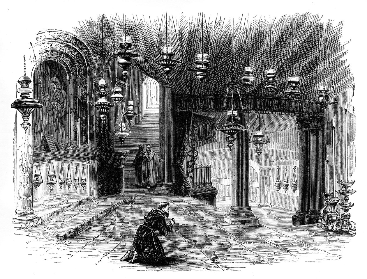 Interiør av fødselskapellet, Betlehem, c1888 av Unbekannt
