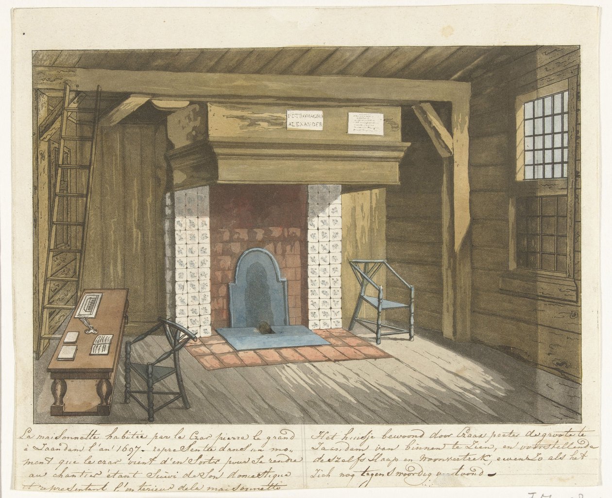 Interiør av tsar Peter-huset i Zaandam, 1697, midten av 1800-tallet av Unbekannt