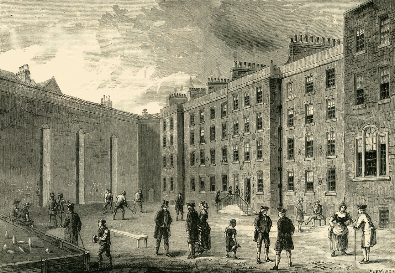 Interiør i Fleet Prison - The Racket-Court, c1872. av Unbekannt