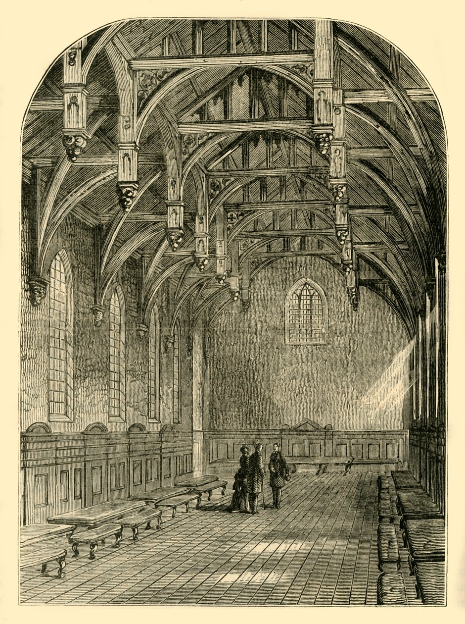 Interiøret i den store salen, Lambeth Palace, 1800, c1878. av Unbekannt