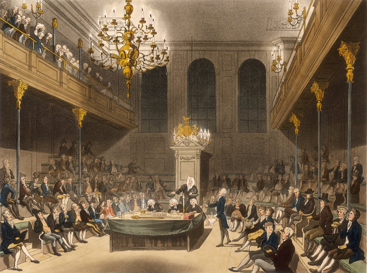 Interiør av House of Commons, Westminster, London, 1809 av Unbekannt