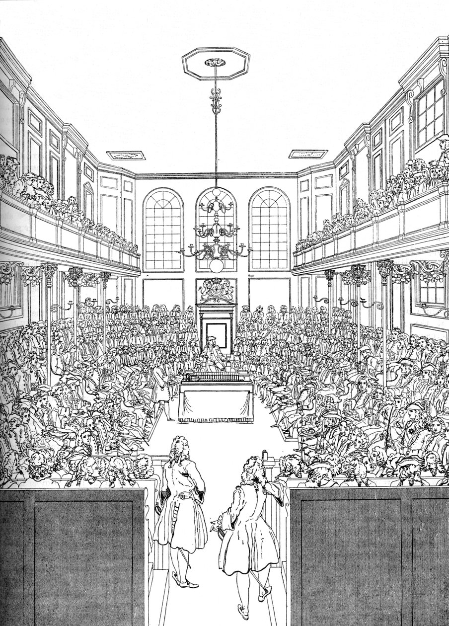 Interiør av Underhuset i 1742 1905 av Unbekannt