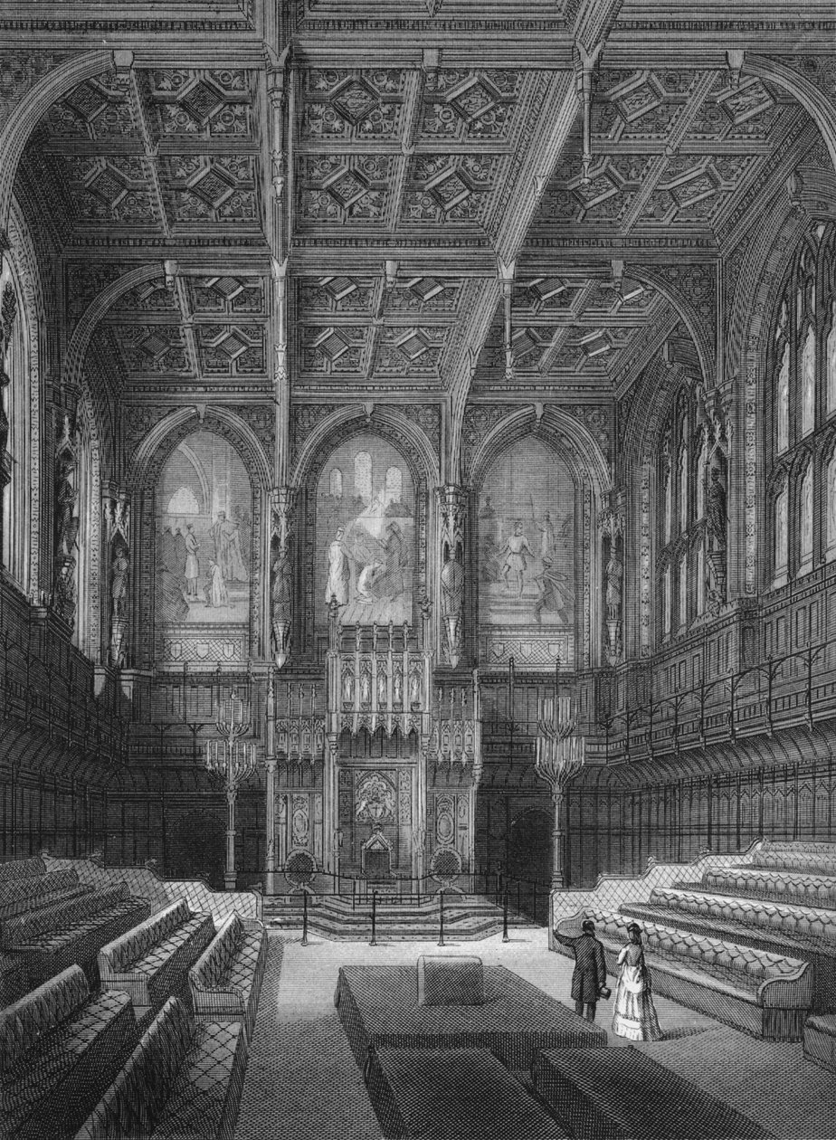 Interiør av House of Lords, Palace of Westminster, London c1878 1878 av Unbekannt