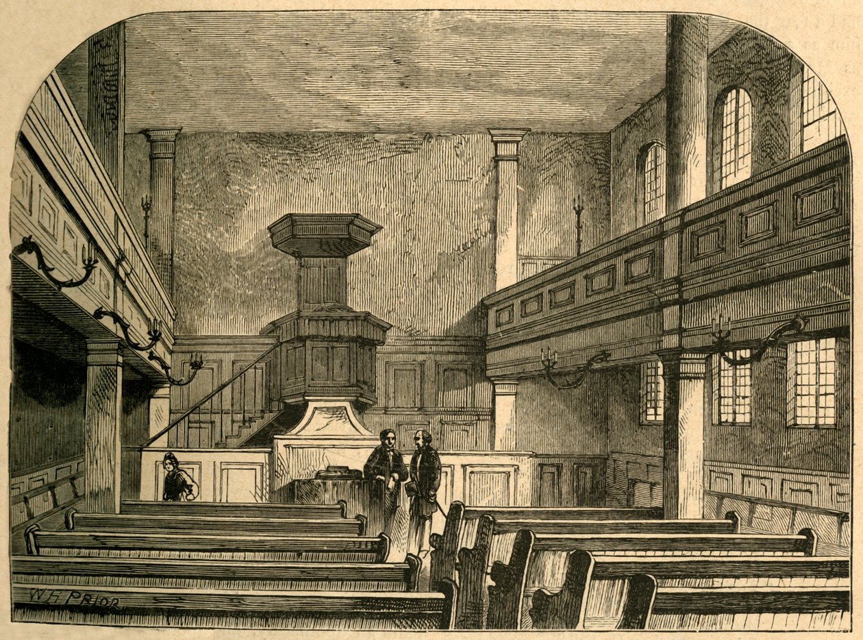 Interiøret i det moraviske kapellet i Fetter Lane, 1897. av Unbekannt