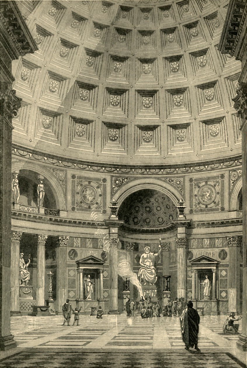 Interiøret i Pantheon i Roma restaurert, 1890. av Unbekannt