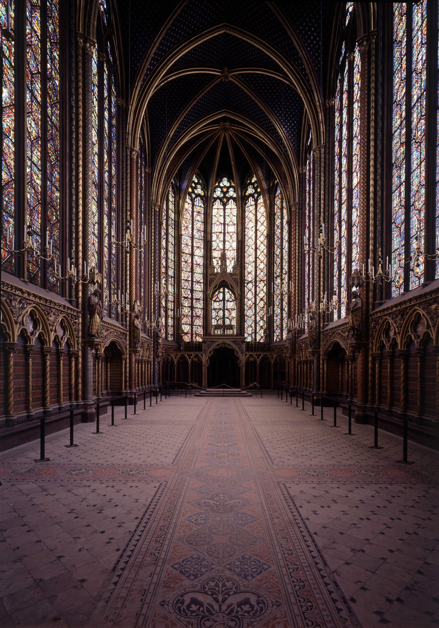 Interiør av Sainte Chapelle (øvre kapell) i Paris. Gotisk kunst fra 1200-tallet. av Unbekannt
