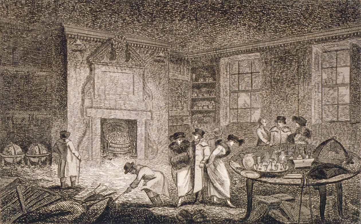 Innvendig utsikt over lokalene til Nathaniel Bentley, Leadenhall Street, City of London, 1804 av Unbekannt