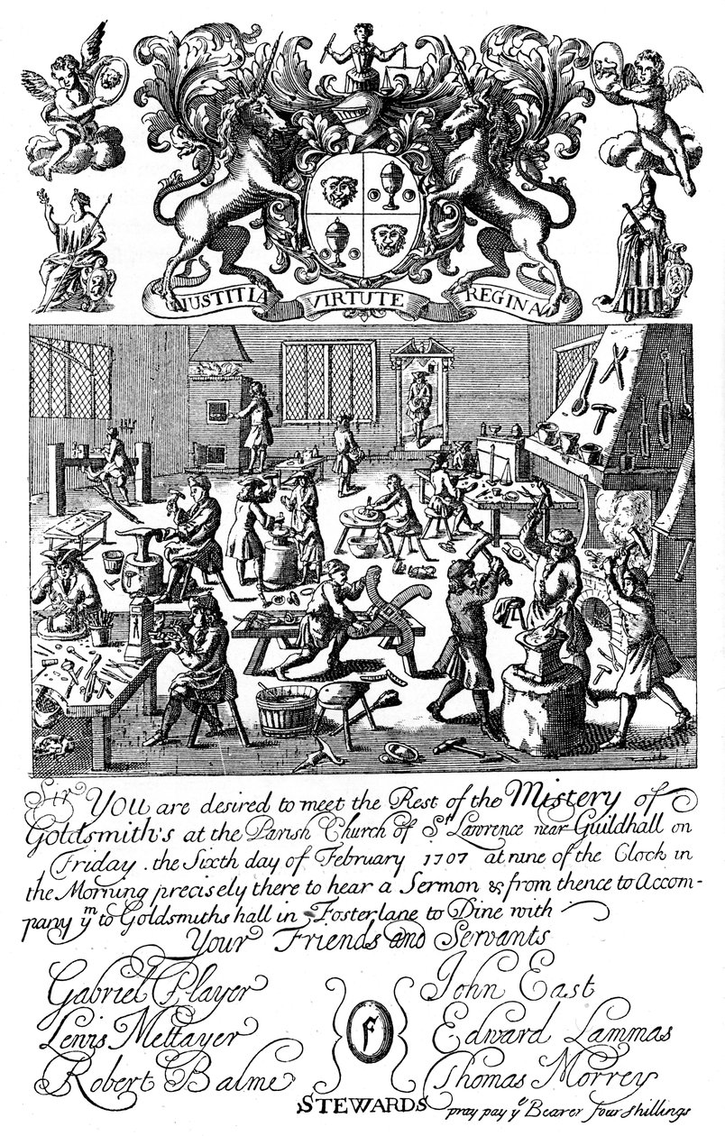 Invitasjon til et møte i Goldsmiths Company, 1707, 1894 av Unbekannt