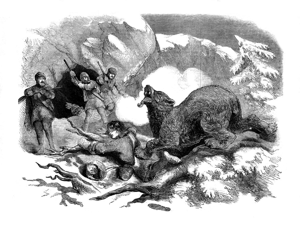 Jack Curlings trange flukt fra en grusom bjørn, 1855 av Unbekannt