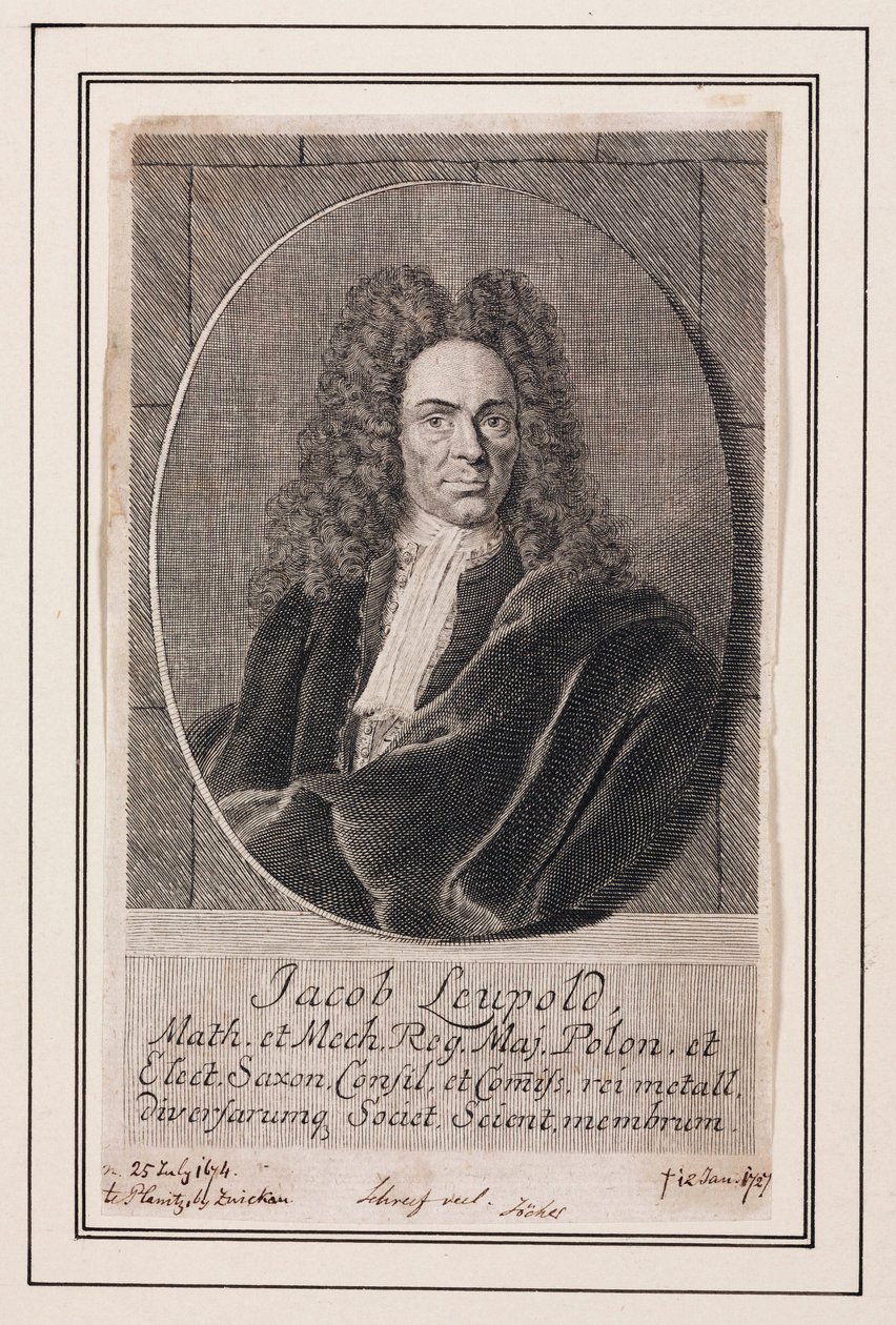 Jacob Leupold, tysk fysiker og maskiningeniør, ca 1700 av Unbekannt