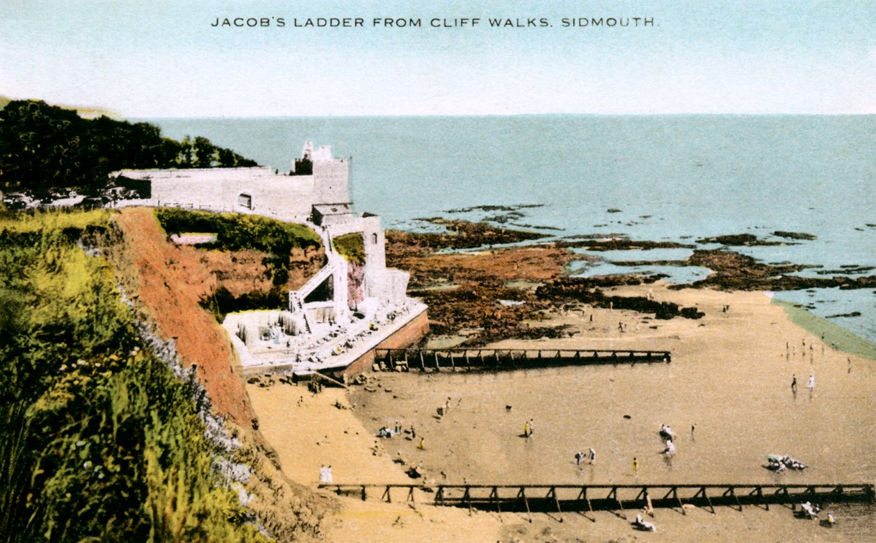 Jacobs Ladder, sett fra Cliff Walks, Sidmouth, Devon, tidlig på 1900-tallet av Unbekannt