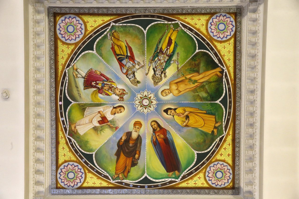Jalaram Prathana Hindu Temple, Leicester. Takkunstverk. Guder (inkludert Jesus Kristus). Storbritannia av Unbekannt