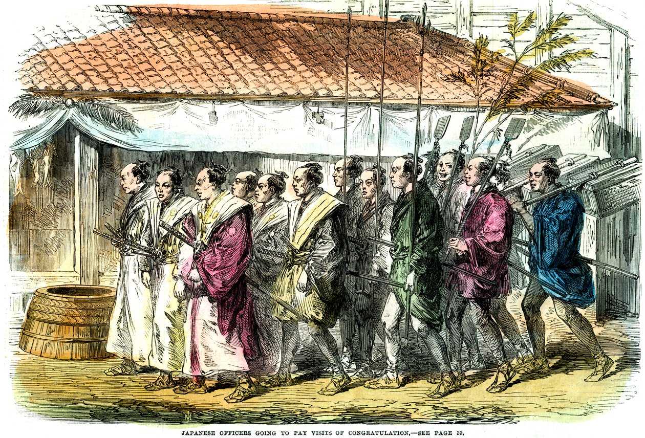 Japanske offiserer skal avlegge gratulasjonsbesøk, Japan, 1865 av Unbekannt