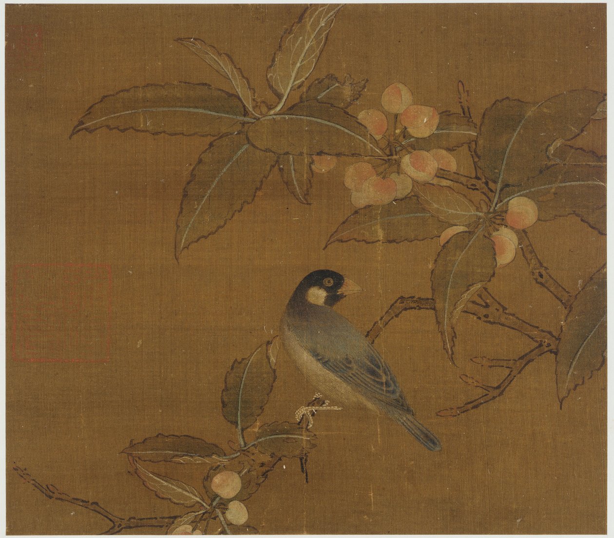 Java Sparrow på en bærgren, Ming-dynastiet, 1400-tallet. av Unbekannt